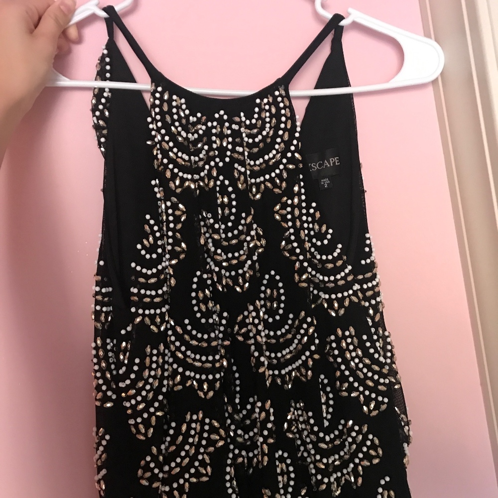 NWT Black Dress Gold Beading